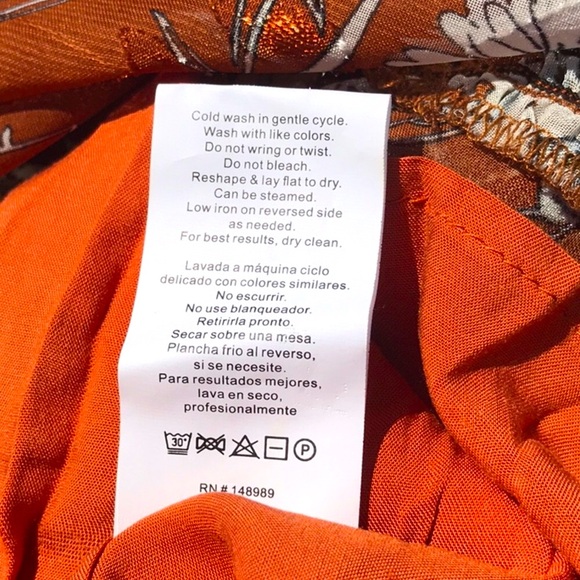 NWT FIRST MONDAY Copper and White Floral Midi Ruffle Dress Size Medium - Picture 9 of 15